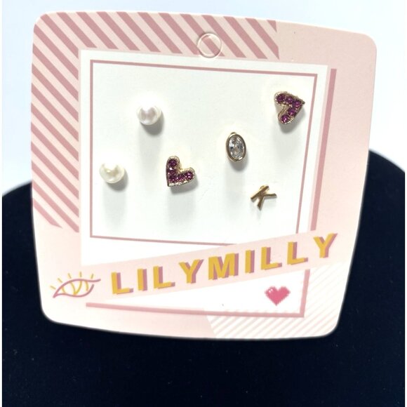 Lily 3 Pair Mismatched Stud Earrings Set Creative Style Fashion Jewelry Card - Picture 1 of 6